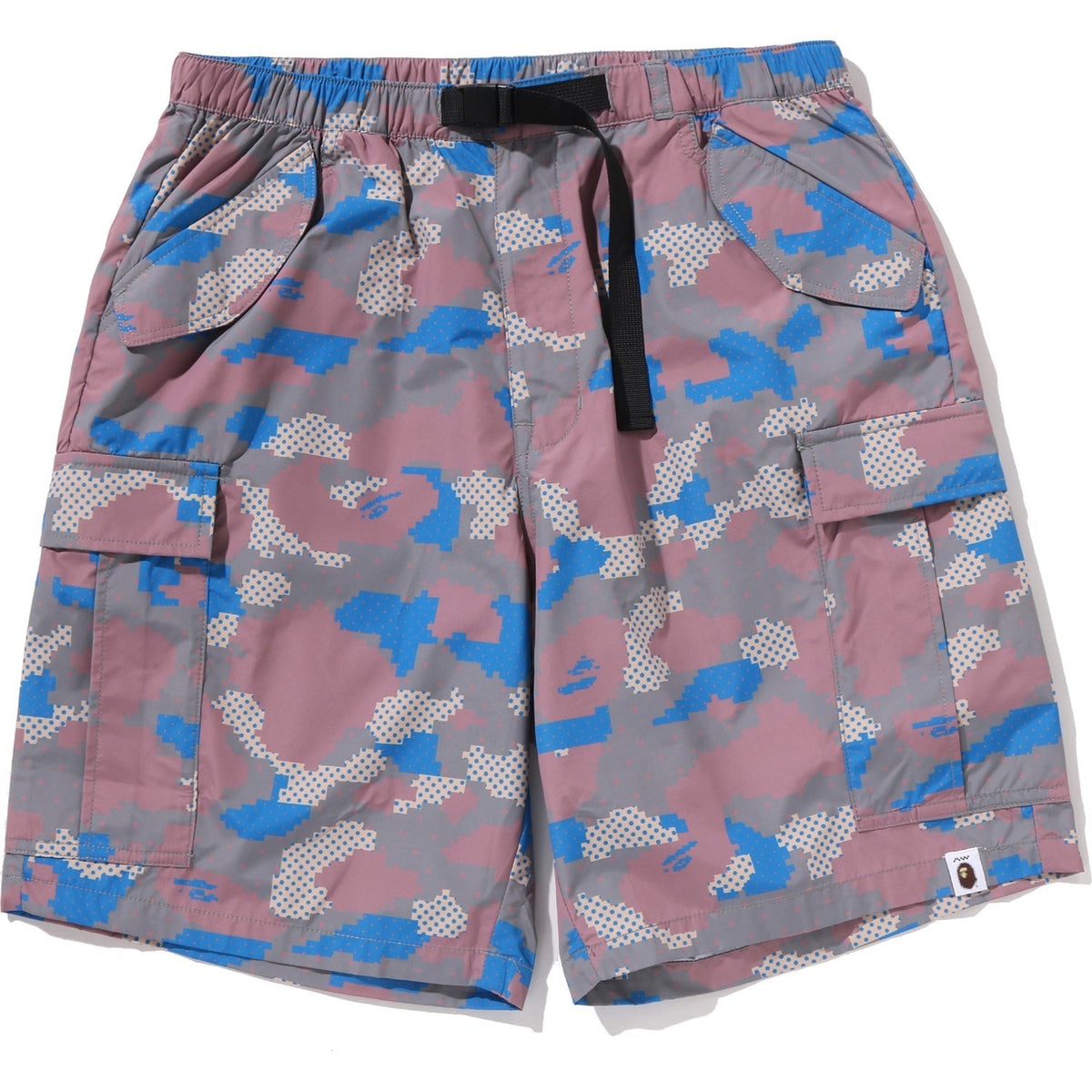 BAPE BY KAZUKI KURAISHI CAMO BELTED 3 LAYER CARGO SHORTS MENS