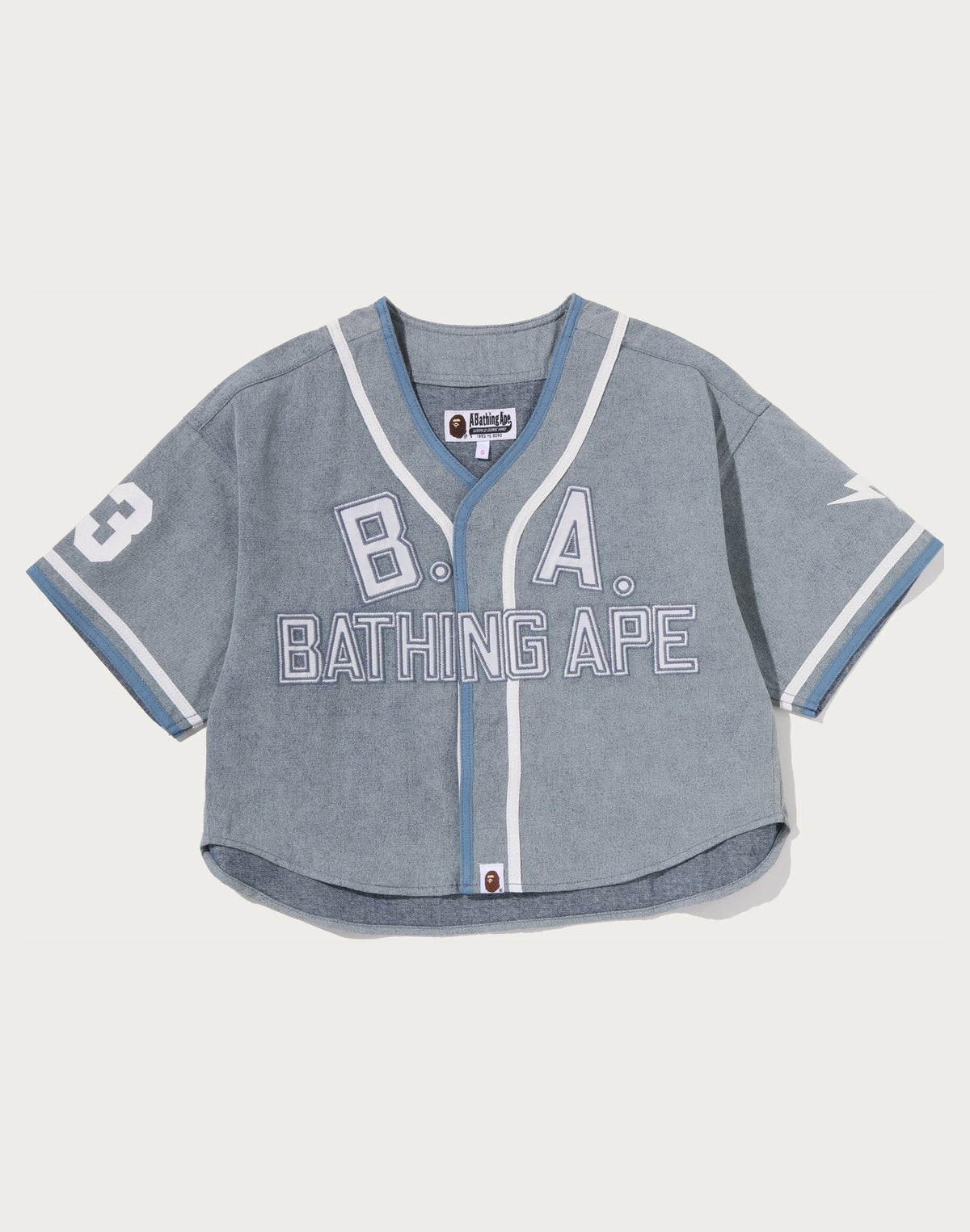 MULTI LOGO DENIM CROPPED BASEBALL SHIRT LADIES