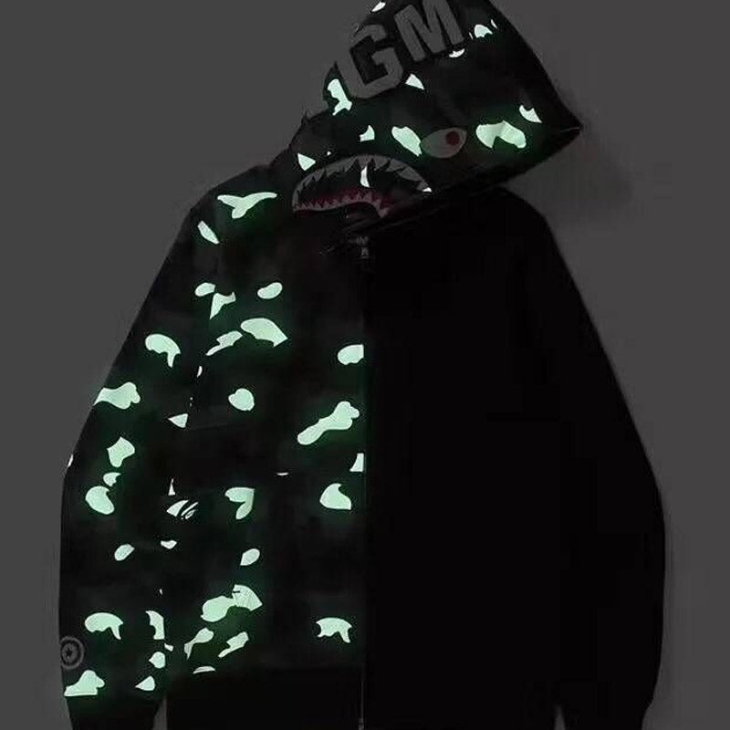 Bathing Ape Ape Head Camouflage Stitching Sweatshirt Hooded Zipper Fleece Jacket