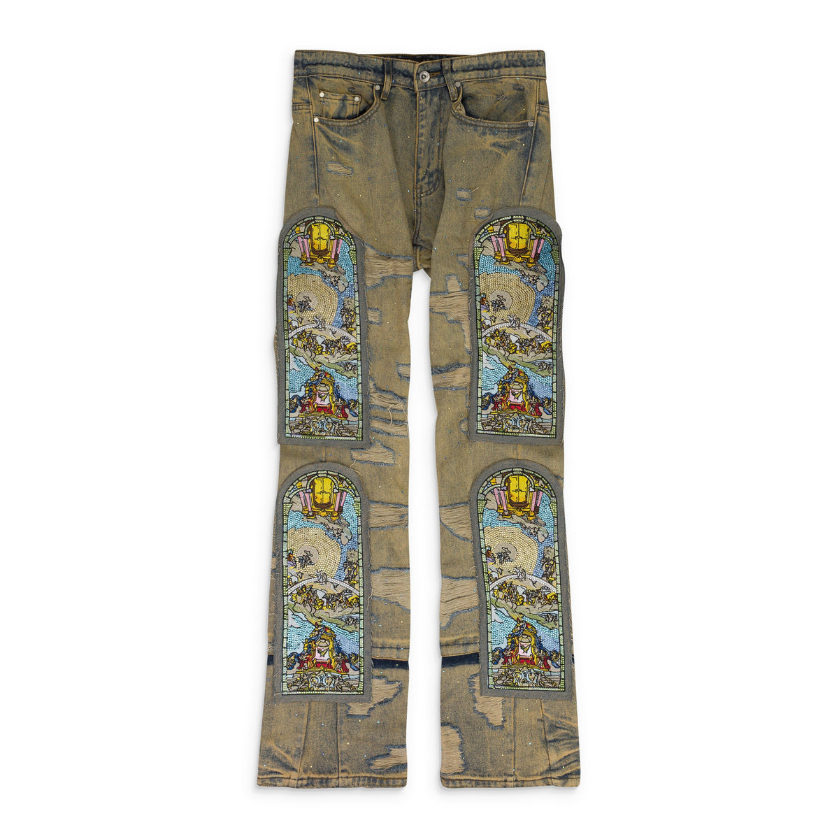 BLUE UNFURLED STRAIGHT-FIT JEANS