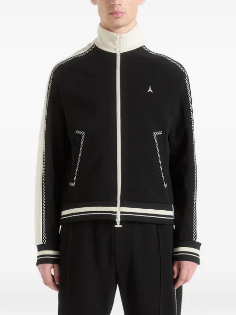 Manière De Voir Tristan in black contrast-whipstitching raglan track jacket
