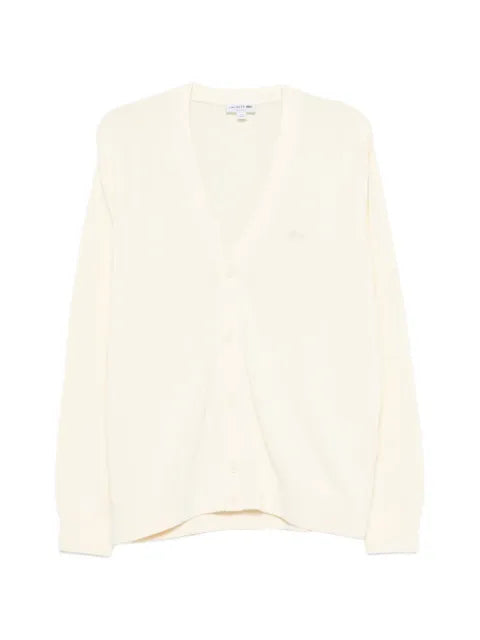 Lacoste rib knit cotton blend cardigan