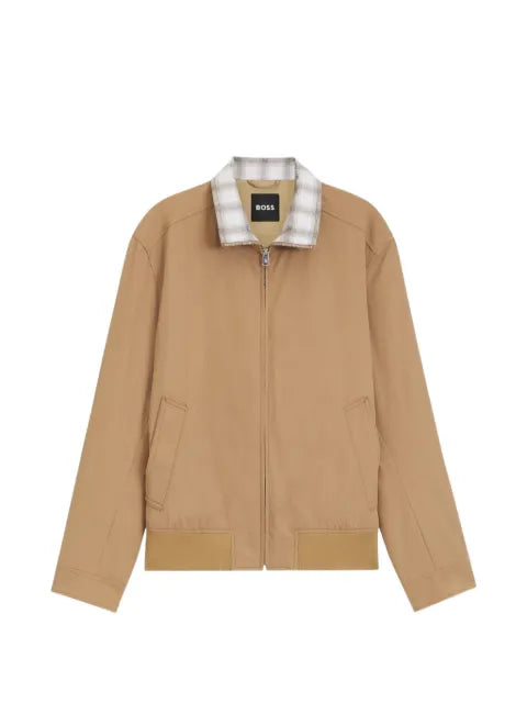 BOSS water-repellent jacket with checkered collar