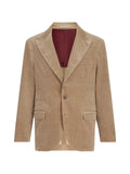 Brunello Cucinelli comfort cotton and cashmere corduroy deconstructed blazer with large peak lapels and metal buttons