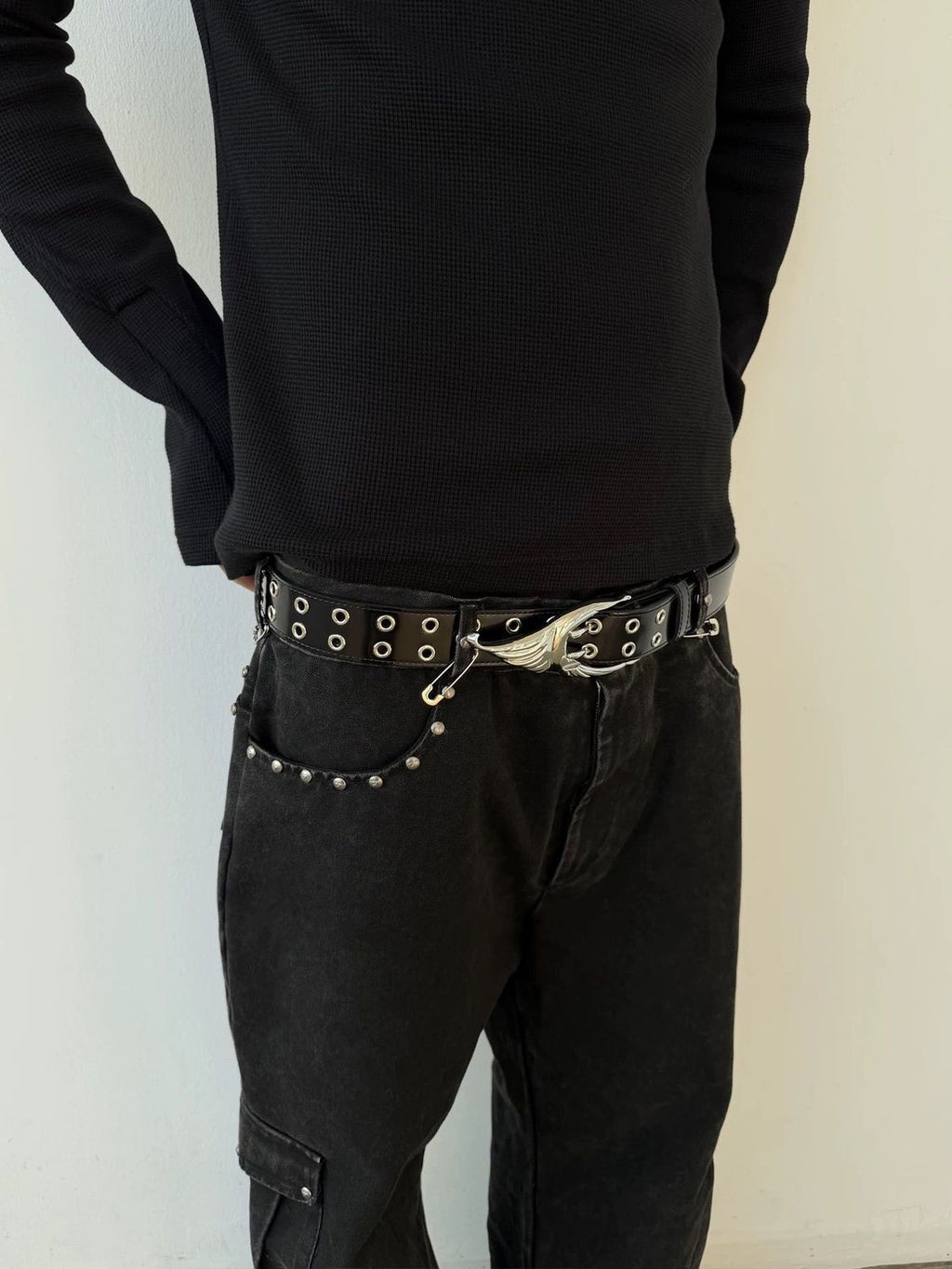 WHISTLEHUNTER Dove Metal Buckle Punk Retro Glossy Leather Waist Belt