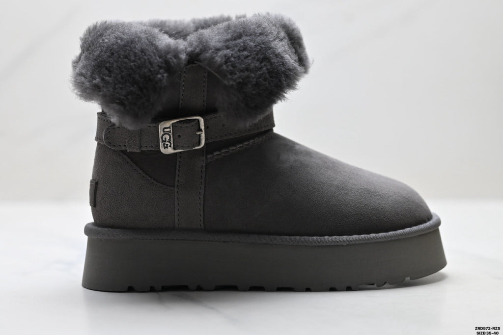 UGG Classic Mini Heritage Fluff Buckle Boots
