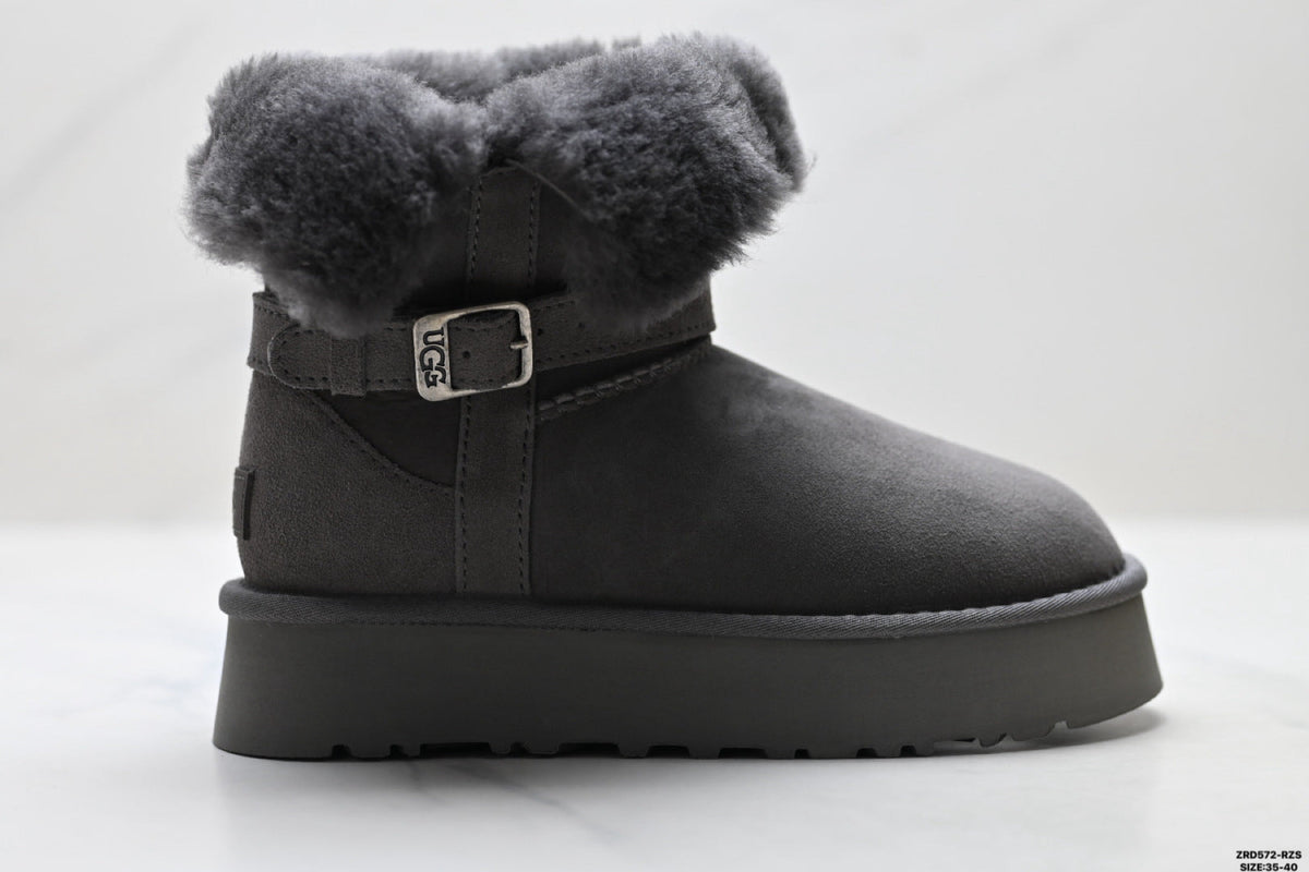 UGG Classic Mini Heritage Fluff Buckle Boots