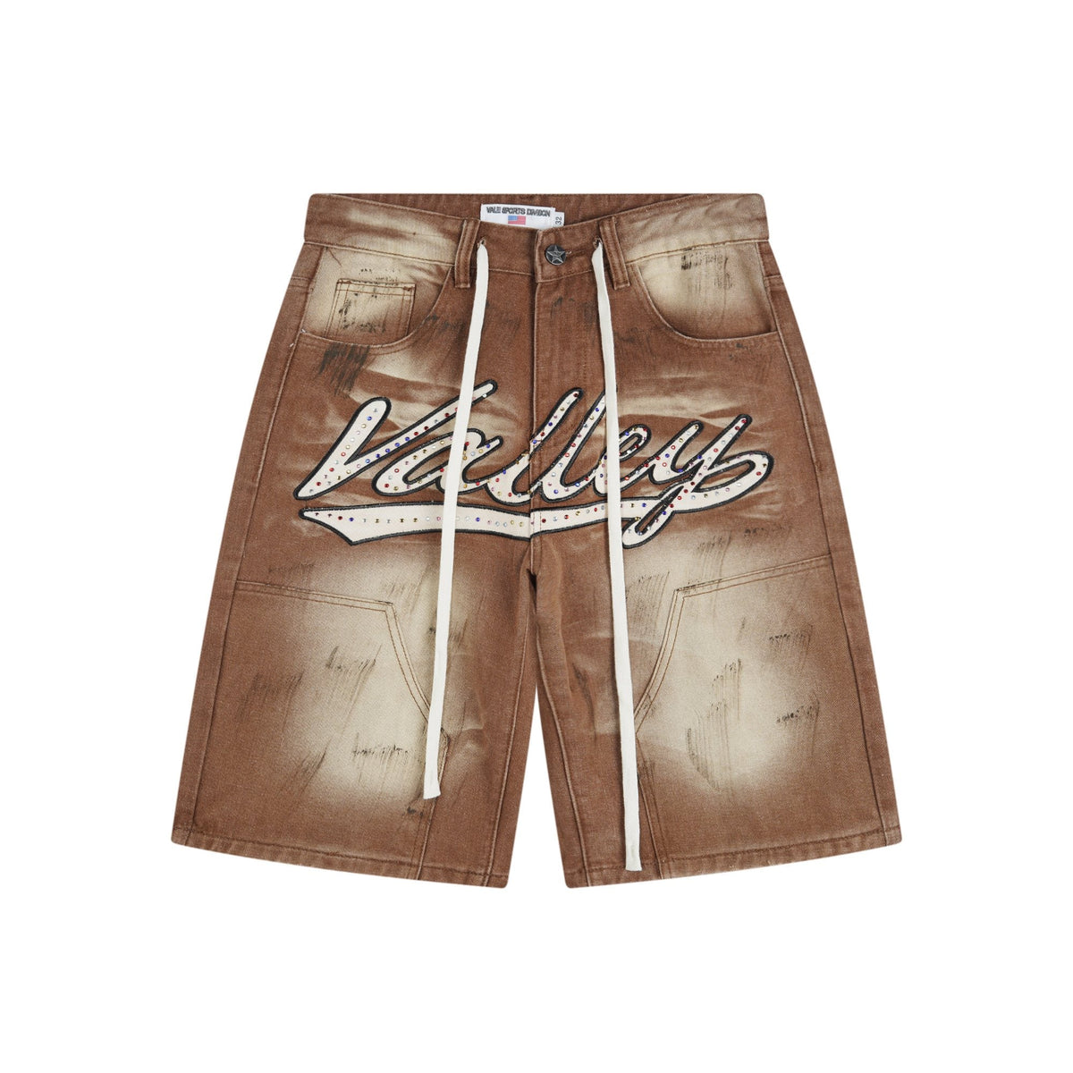 VALLEY Skittles Rhinestone Denim Shorts