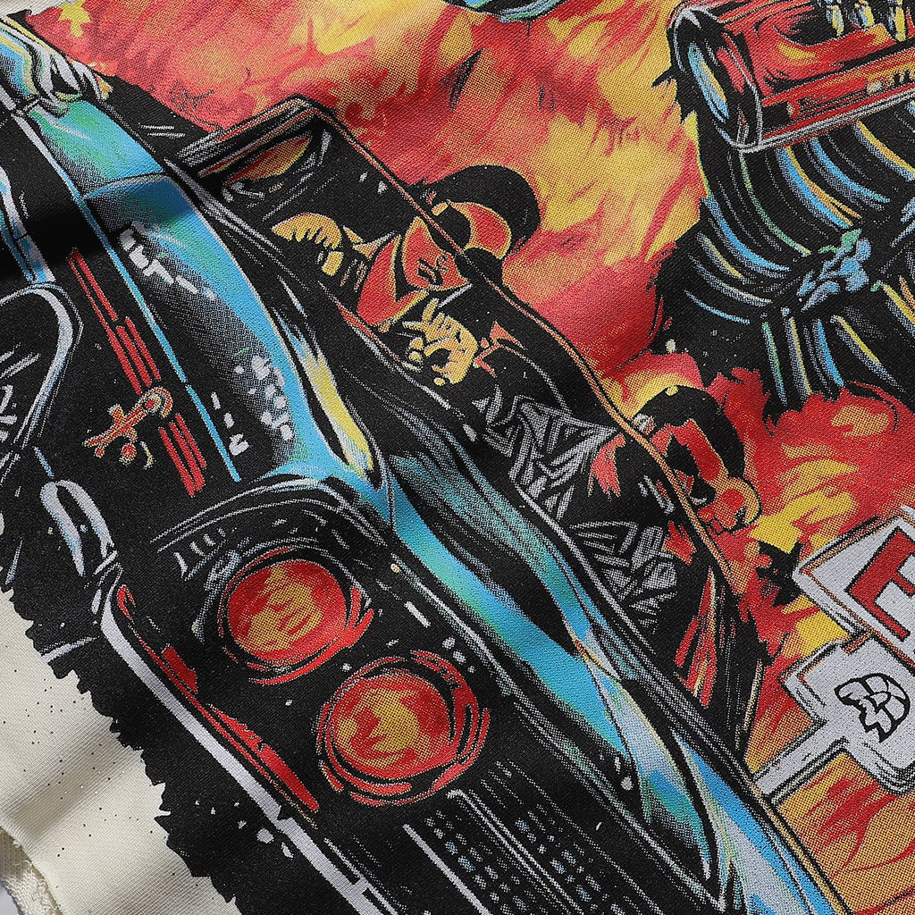 BKYS Revival Rhinestone Skeleton Car Cropped T-Shirt