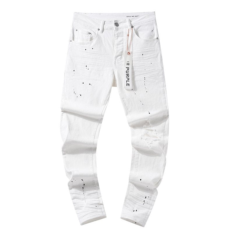 Purple Brand Paint-Splatter Distressed Jeans