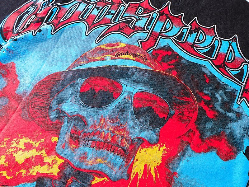 Godspeed Washed Black Skull Graphic T-Shirt