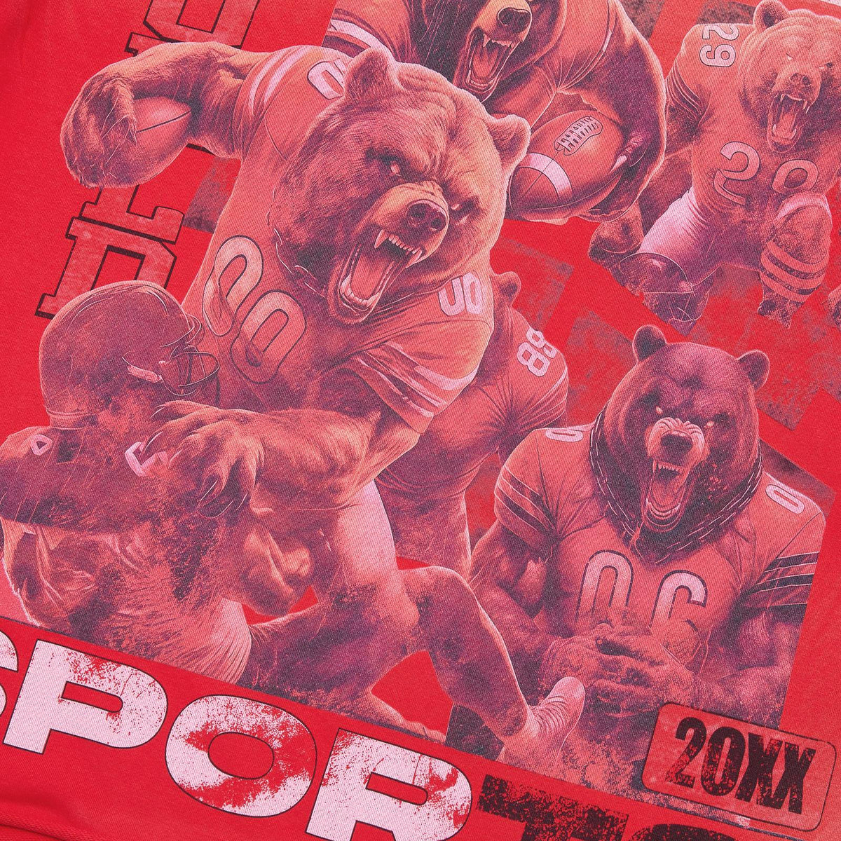 MAJESTIK Red Bear Football Graphic T-Shirt