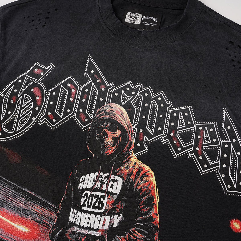 Godspeed Manifested Dreams University Distressed Short-Sleeve T-Shirt