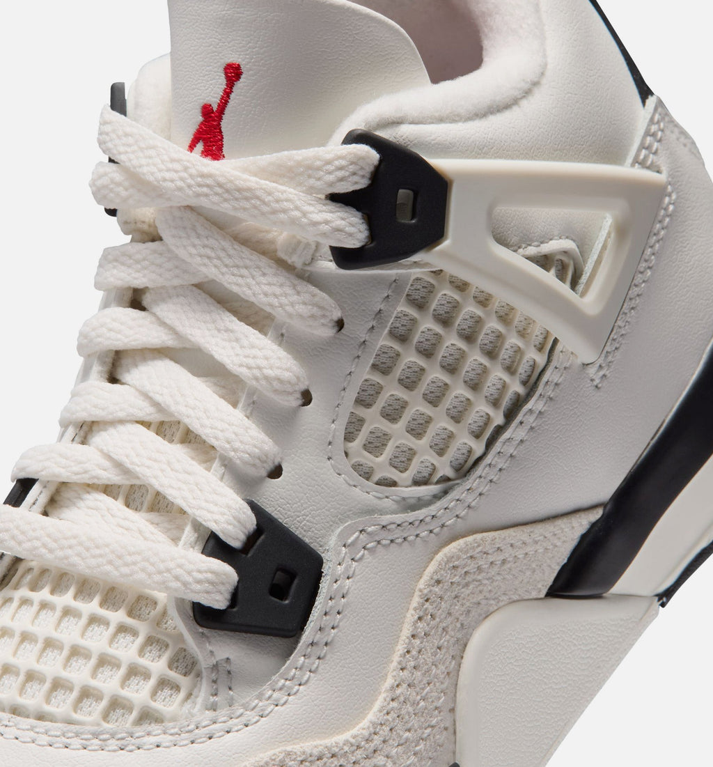 Air Jordan 4 Retro Flight Club Preschool Girls' Sneakers - Sail / Black / University Red