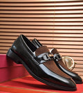 Ferragamo Men's Black & Brown Metal Bit Loafers