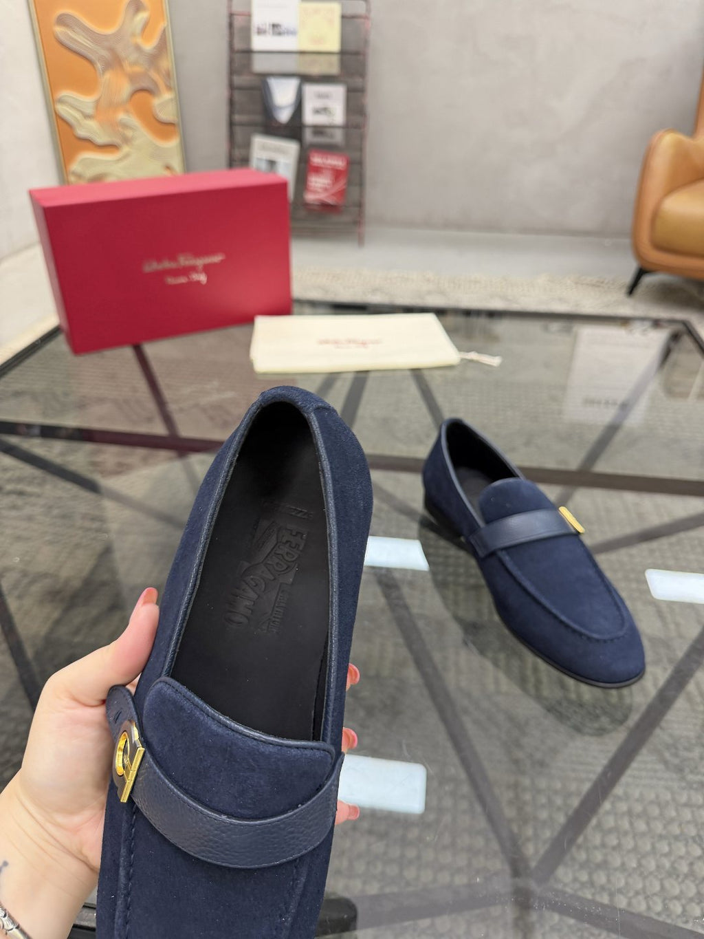 Salvatore Ferragamo Men's Ring Detail Slip-On Loafers
