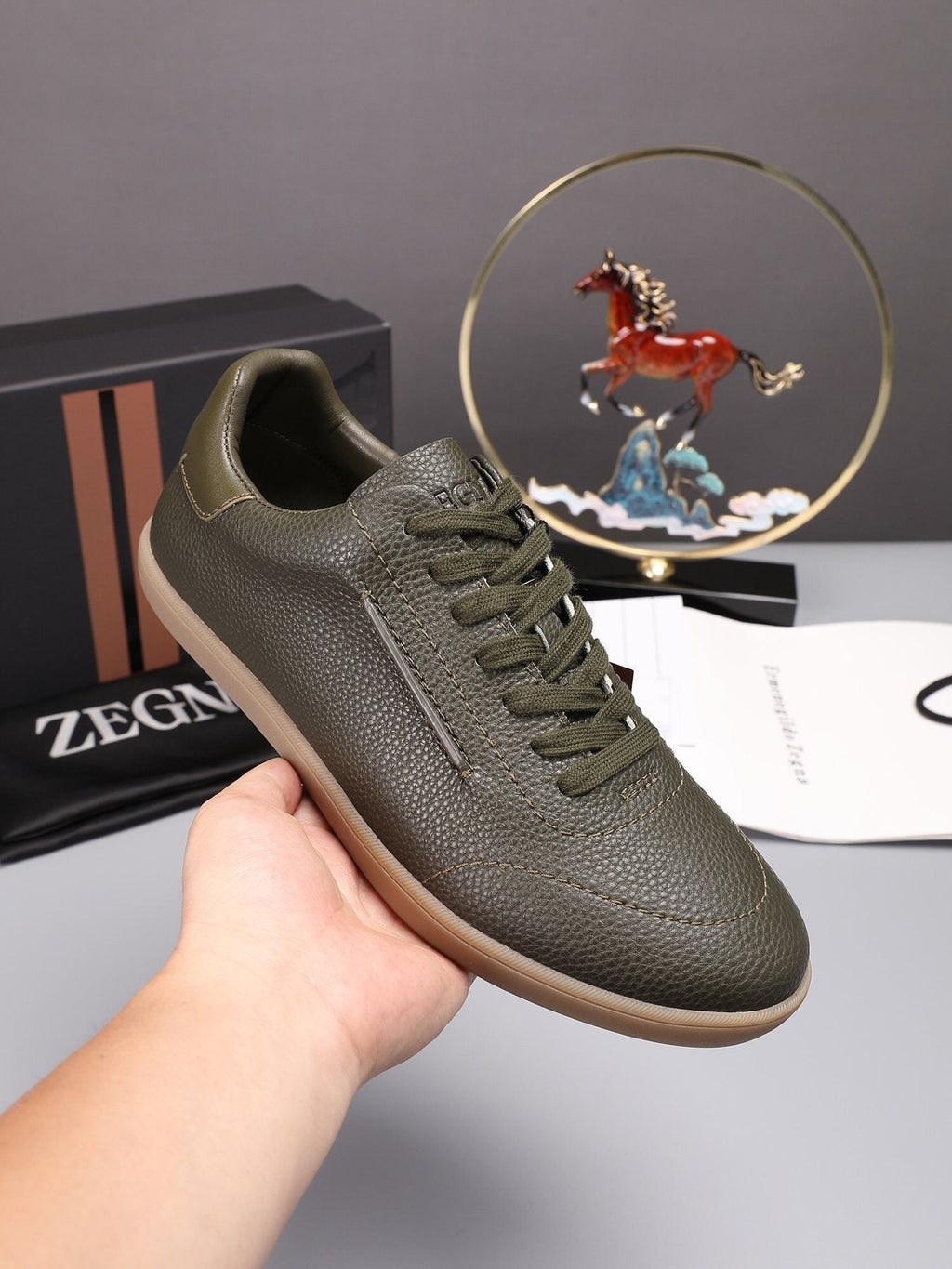 ZEGNA Textured Leather Low-Top Sneakers