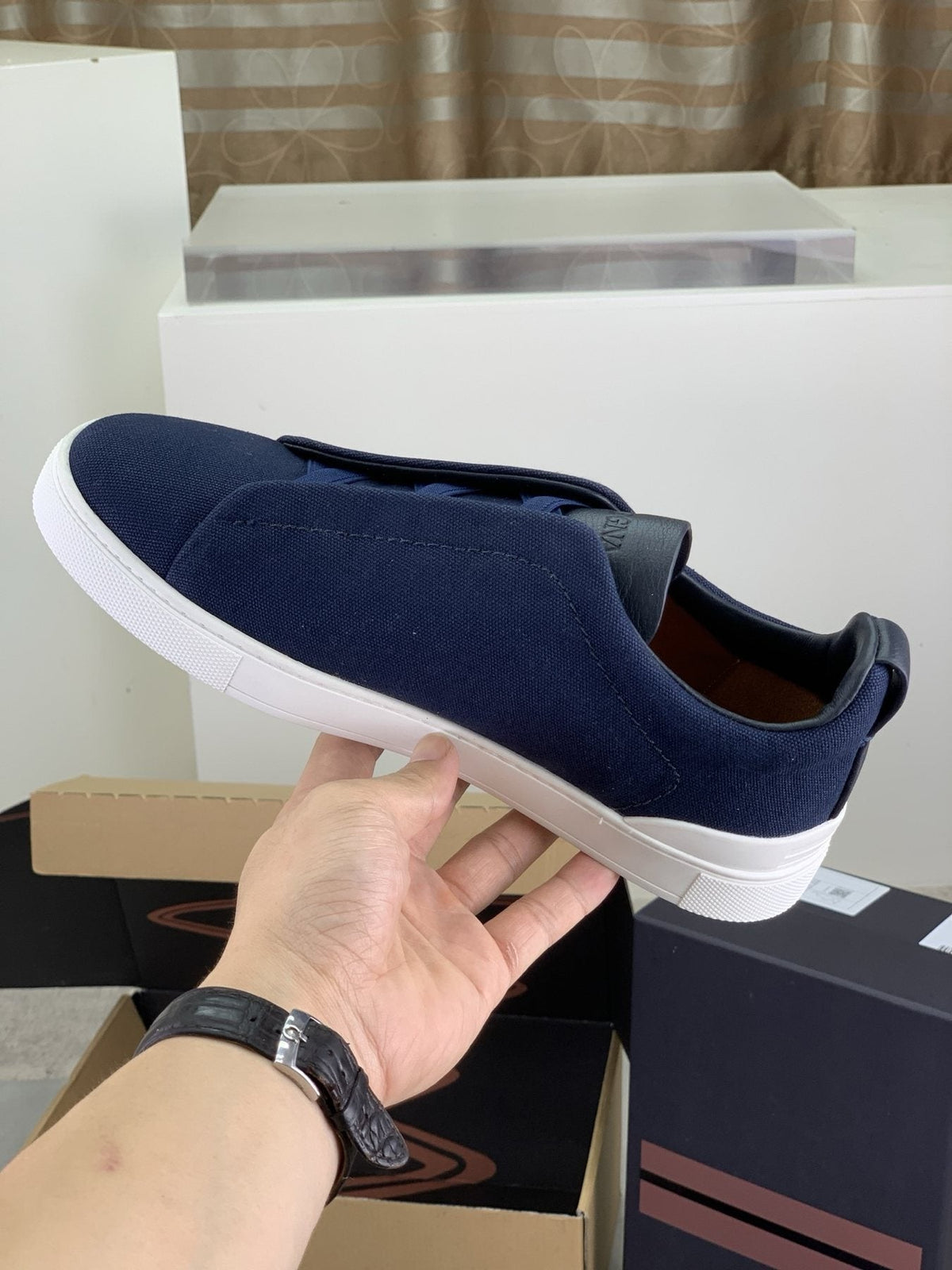 Zegna Triple Stitch Slip-On Sneakers - Canvas Upper
