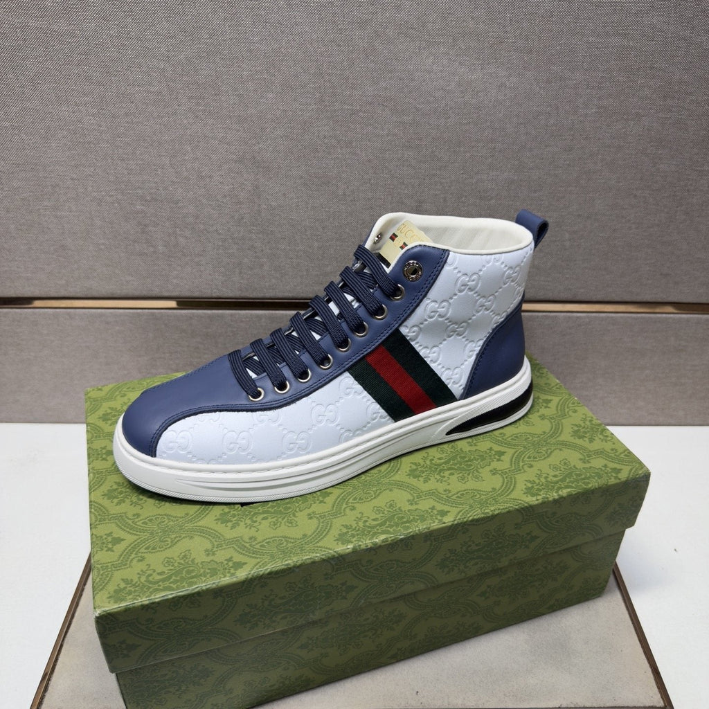 Gucci Green and Red Stripe High-Top Sneakers