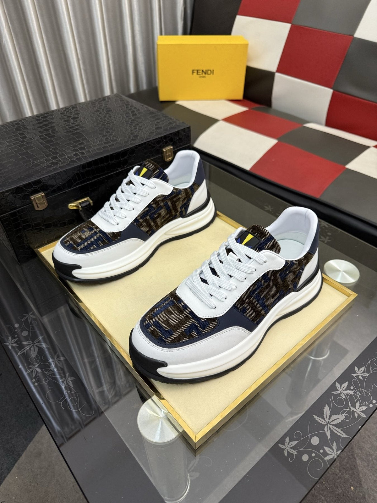 Fendi Men's Patterned Panel Sneakers