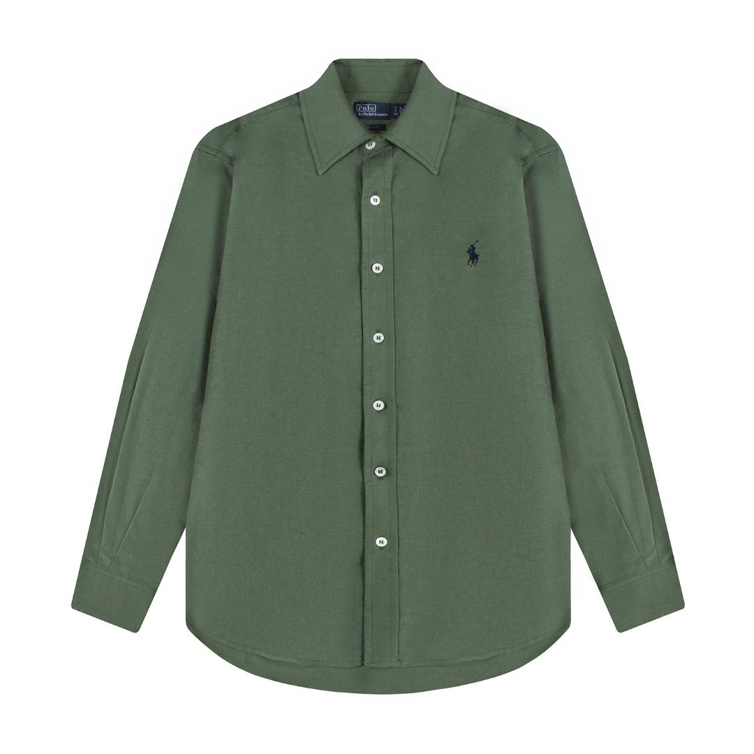 Ralph Lauren Embroidered Cotton-Blend Slub Linen Long-Sleeve Shirt