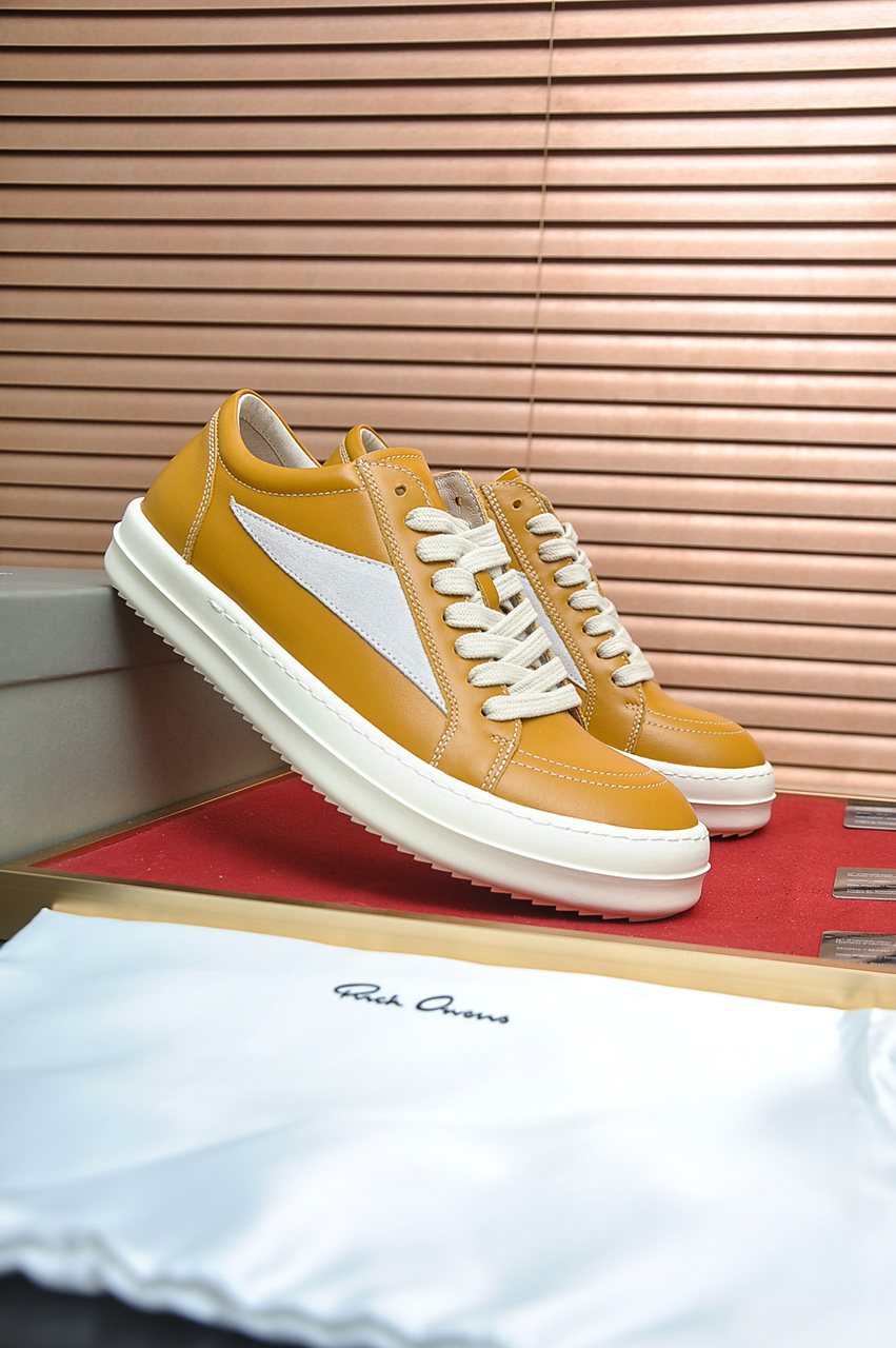 Rick Owens Contrast-Panel Platform Low-Top Sneakers