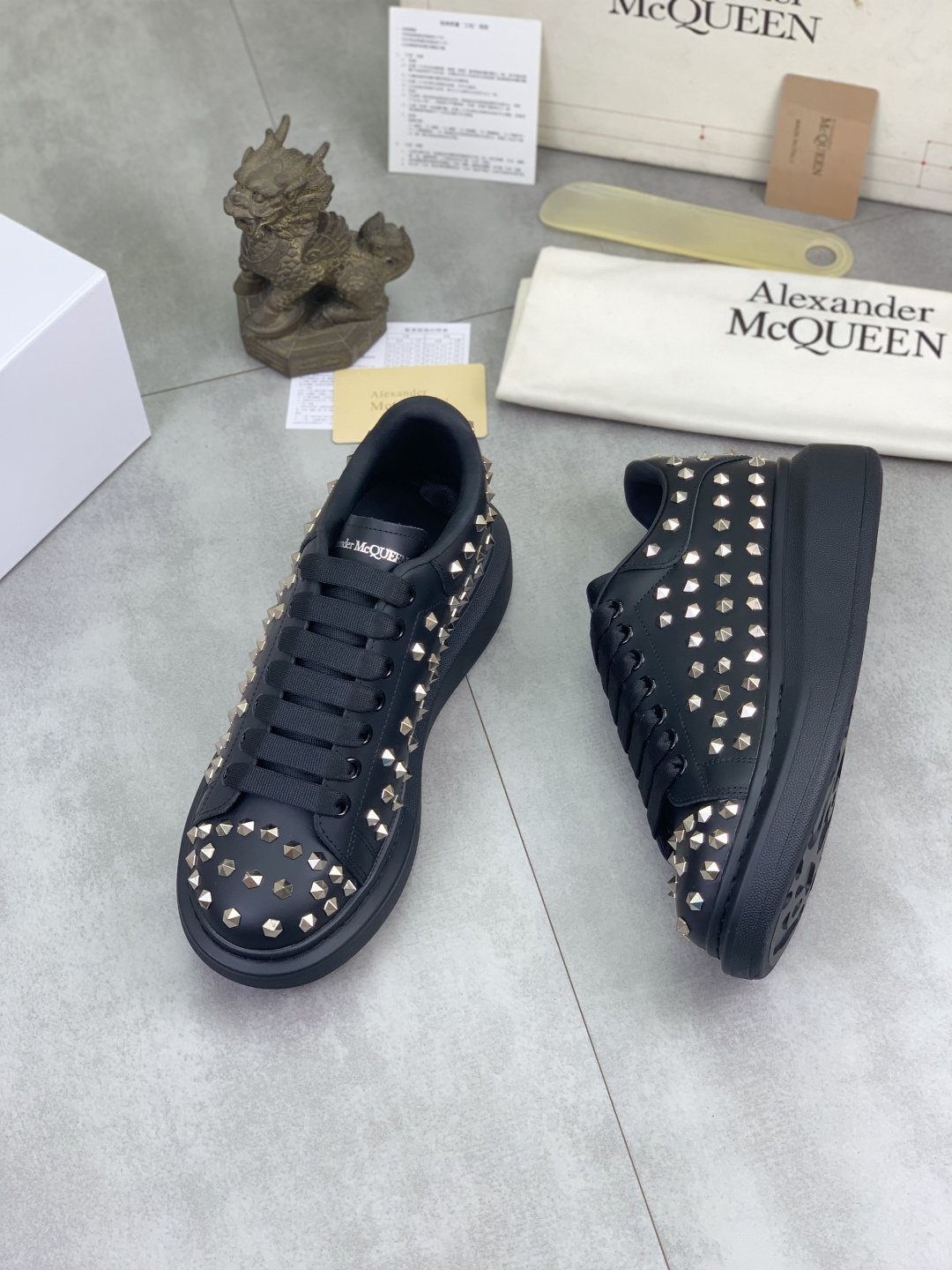 Alexander McQueen Black Studded Low-Top Sneakers