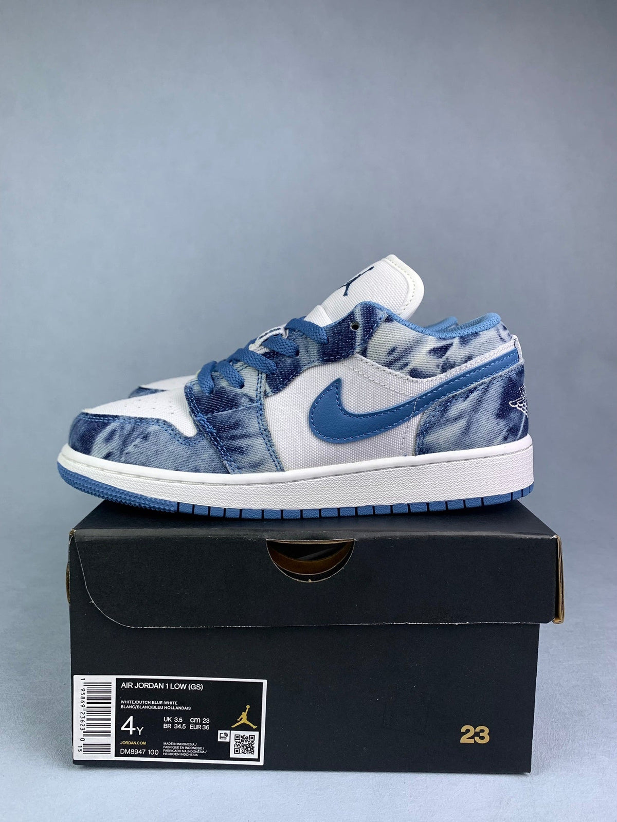 Air Jordan 1 Low Washed Denim White/Blue Unisex Sneakers DM8947-100