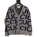 Gucci 24SS Gray Allover Letter Intarsia Cardigan