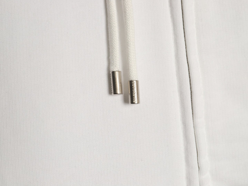 Balenciaga Chest-Emblem Zip Hoodie - Off-White